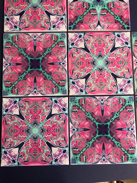Pink Contemporary Mixed Tiles Set - Pink Mint Tiles - Beautiful Tile - Bohemian Tiles