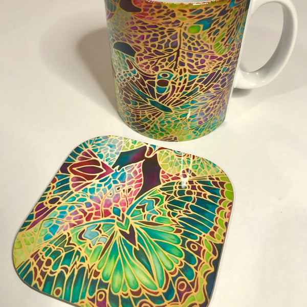 Plum Green Table Mats - Beautiful Butterfly place mats - Green butterfly chopping boards