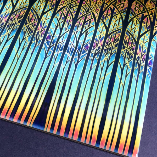 Cathedral Trees Ceramic Tiles - Multi coloured Bohemian  Ceramic Printed Tiles