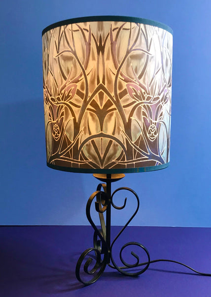 Stag Contemporary Lamp Shade - Blue Stag Drum Shade - Atmospheric lamp Shade