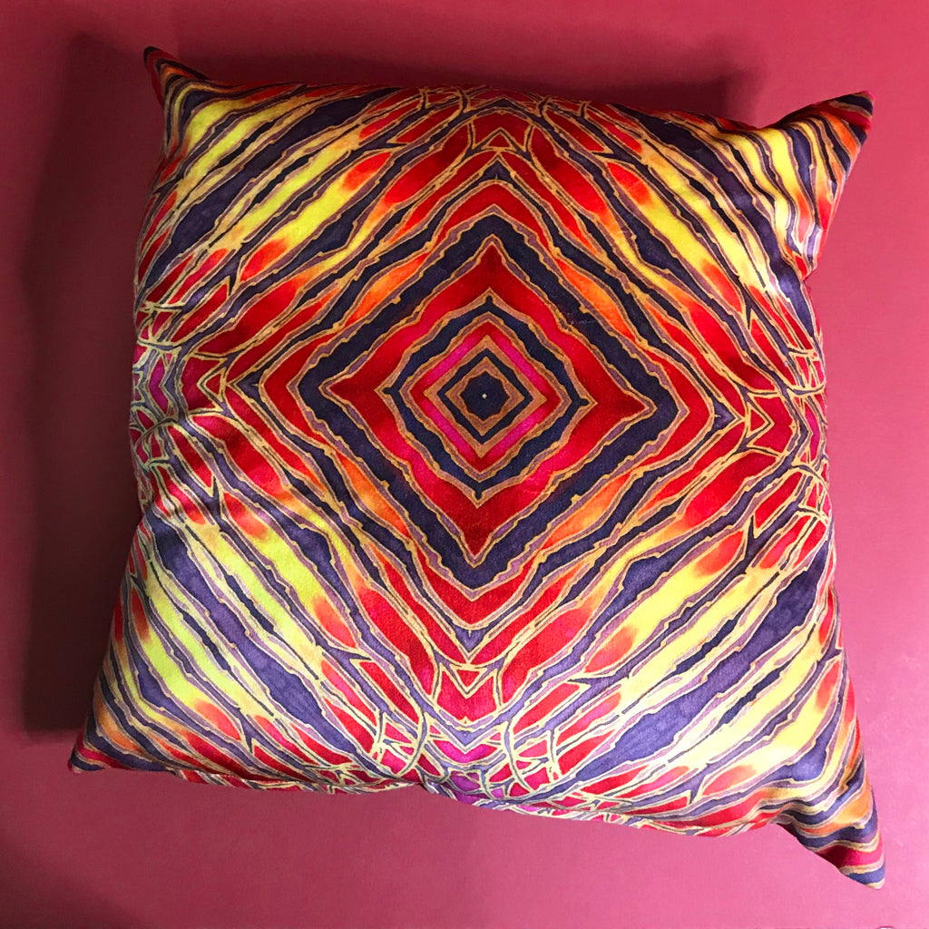 Contemporary Red  velvet Cushions - Reds Yellow Velvet Cushions