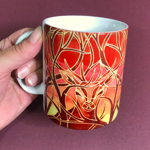 Stag Mug and Coaster box set or mug only - Red Mug Set - Wild Stag Mug Gift