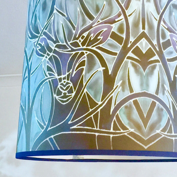 Red Stag Lampshade - Stag Sunset Drum Shade - Atmospheric Lamp Shade