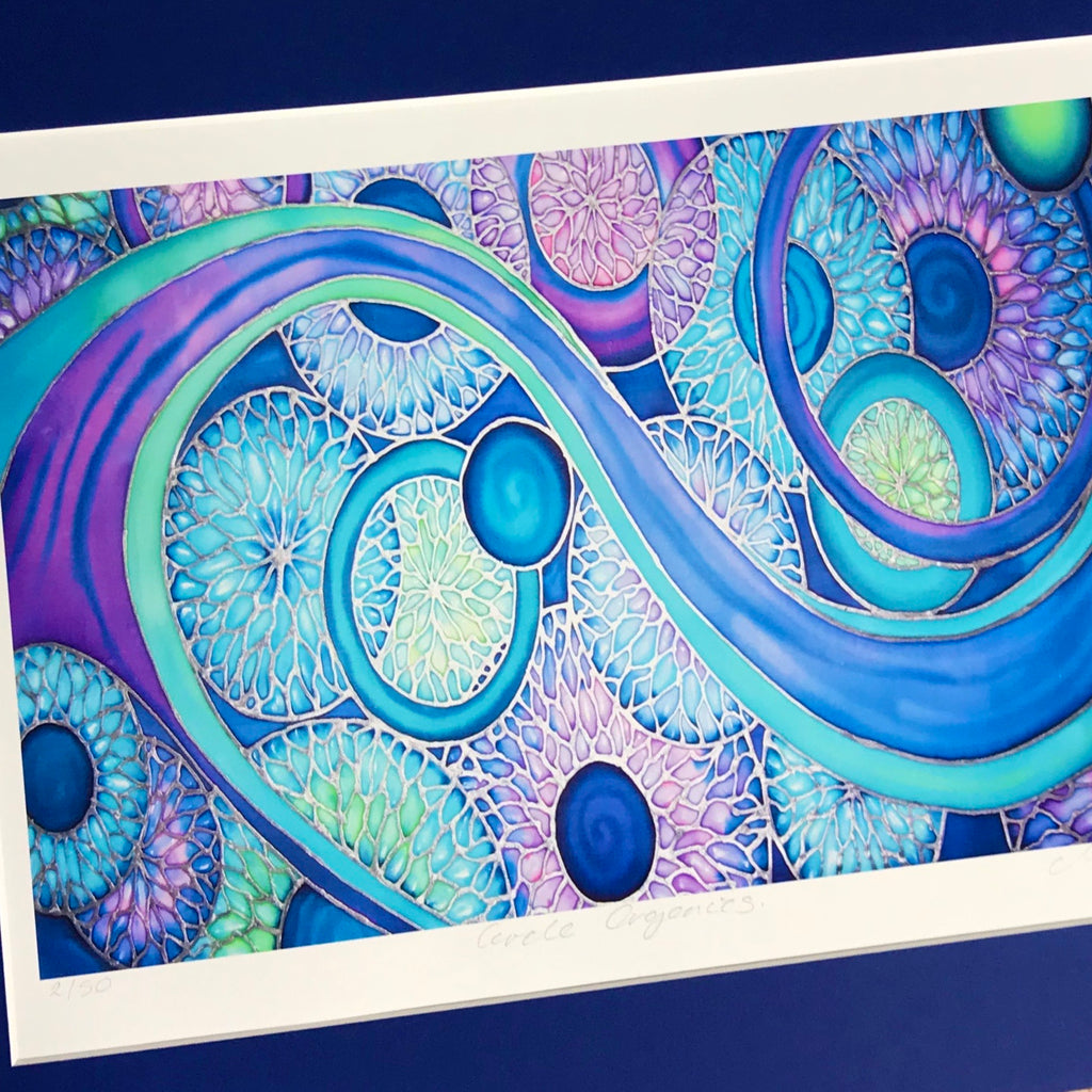 Contemporary Circles Blue Green Art Print - Intricate Modern Print - Art