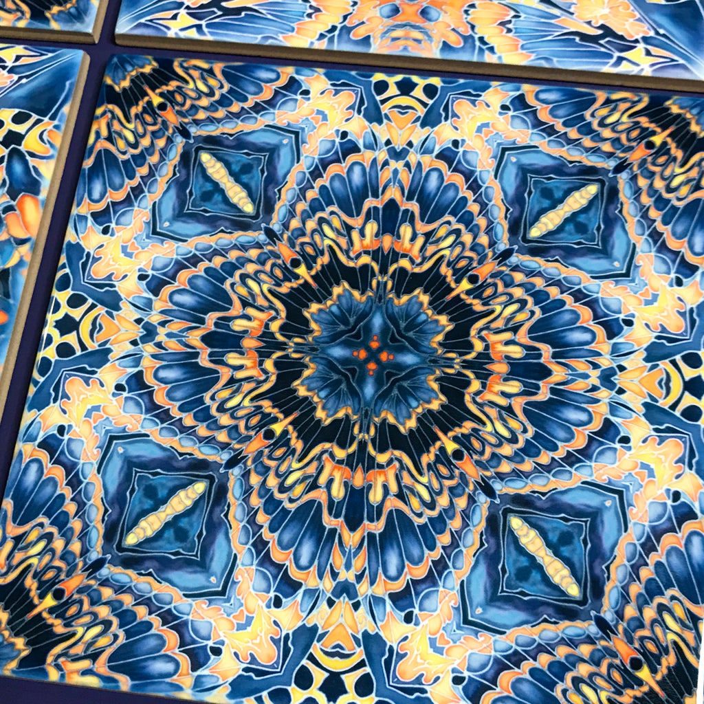 Contemporary Butterfly Tiles - Orange & Grey Ceramic Tiles - Beautiful Bohemian Printed Tiles
