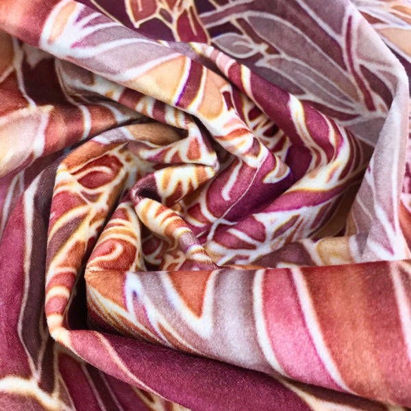 Rich Terracotta Rust Beaujolais Trees Designer Luxury Velvet fabric for curtains by the drop length needed