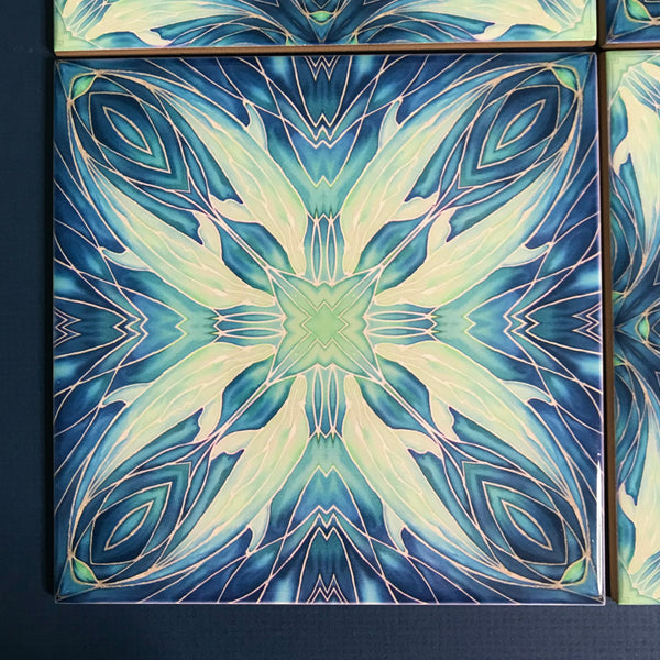 Contemporary Mixed Set of  Dolphins Tiles - Mint Blue Green Tiles - Colourful Patterned Tile