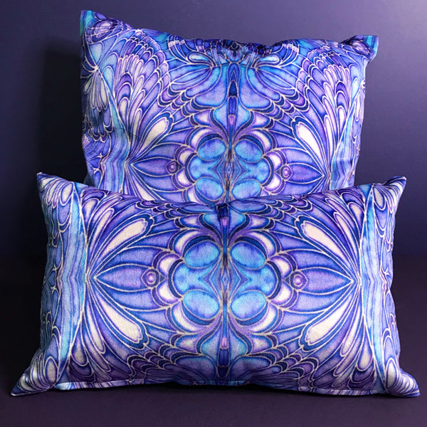 Blue Butterfly Velvet Cushion - Luxury Saphire Blue Velvet - Intricate pattern butterfly pillow