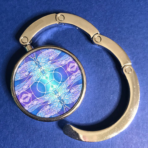 Blue Turquoise Dragonfly hand bag hanger - tote bag holder