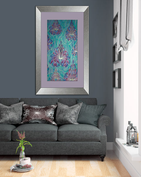 Lilac Orchid Silk Painting - Hand Painted Silk Orchids - purple lilac flower art