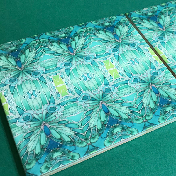 Nouveau Style Mint Green Butterfly Tiles - Beautiful Green Turquoise Tiles - Bohemian Ceramic printed  Tiles