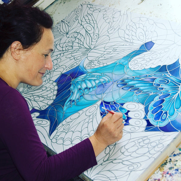 Contemporary Tiles Mixed Leaves - Green terracotta Leaves Tiles - Beautiful Bohemian Ceramic Tile