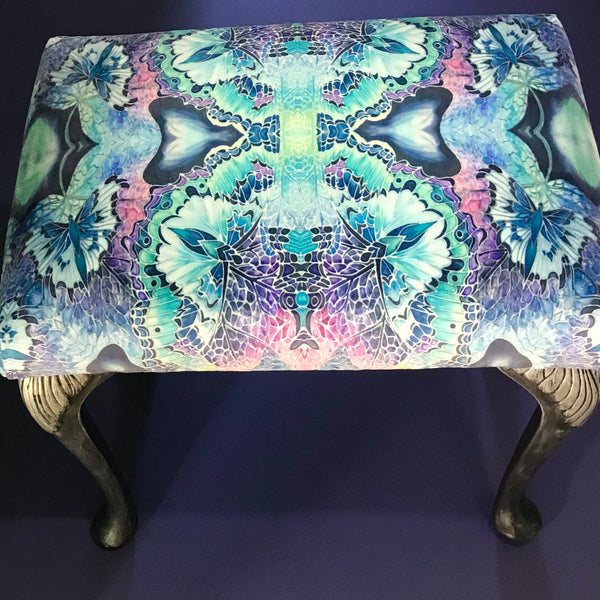 SOLD Luxury velvet dressing table stool - Footstool or Piano Stool- one off Bespoke Upholstery.