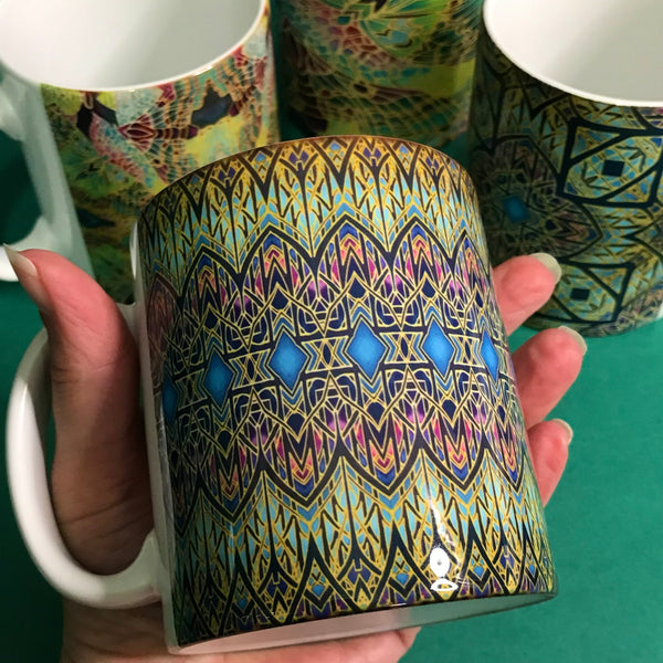 Decorative Stained Glass Set of 4 Mugs or Mug and Coaster Box Sets -  Mug Gift