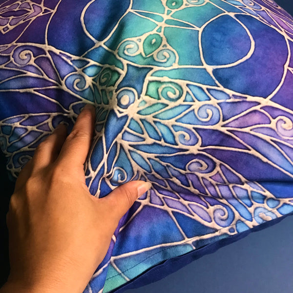 Nouveau Dragonflies Cushion - Blue Green Turquoise Purple Cushion - Dragonflies Art Pillow