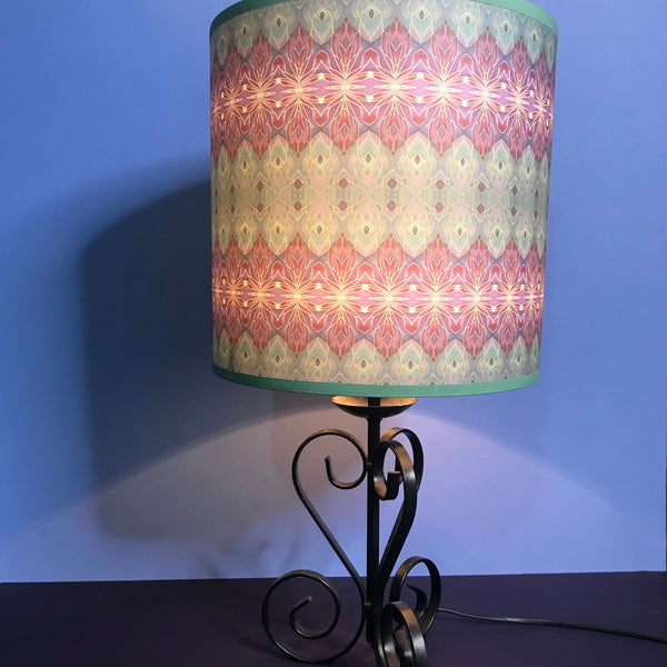 Purple Turkish Blue Persian Orchid Contemporary Lamp Shade - Mediterranean Blue Drum Shade - Atmospheric lighting