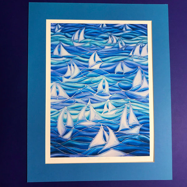 Sail Boats Print - Sailing Boat Print - Blue Green Turquoise Boat Print - Bathroom Art