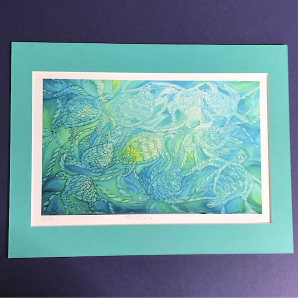 Green turtles Signed Print - Turles swimming in the Sea - Sea Green Turtle Print - Bathroom Art