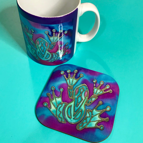 Frog Mug Set - Pondlife Mug Gift - Green Purple and Blue Seahorse
