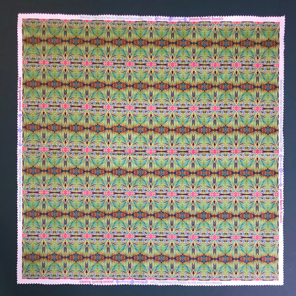 Teal Green Red Lime Gold 'Butterfly Roundels' Designer 100% Cotton Satin fabric for curtains, upholstery and soft furnishings