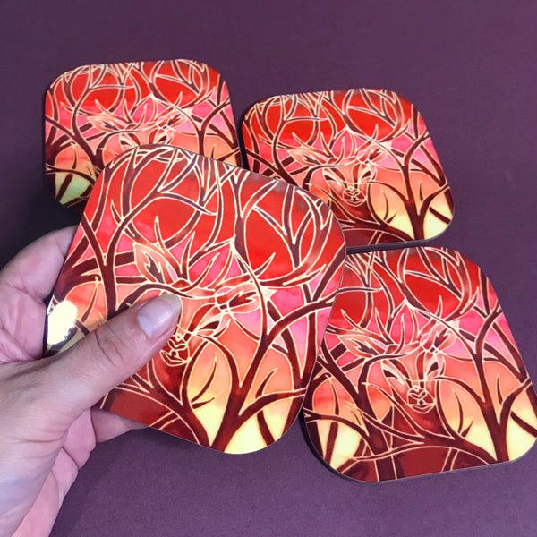 Stag Mug and Coaster box set or mug only - Red Mug Set - Wild Stag Mug Gift