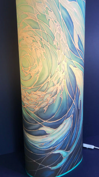 Dolphin Shoal Contemporary Floor Lamp - Blue Dolphin  Art Lamp - Tranquil Calming  Free Standing Lamp