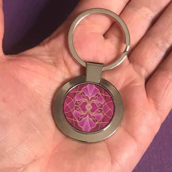 Pink Orchid Key Ring - Flower Lovers Gift for Her - Present Gardeners