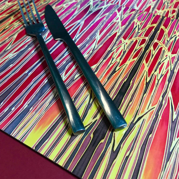 Sunset Trees Placemats and Coasters - High Quality Table Mats - Warm Red Tableware