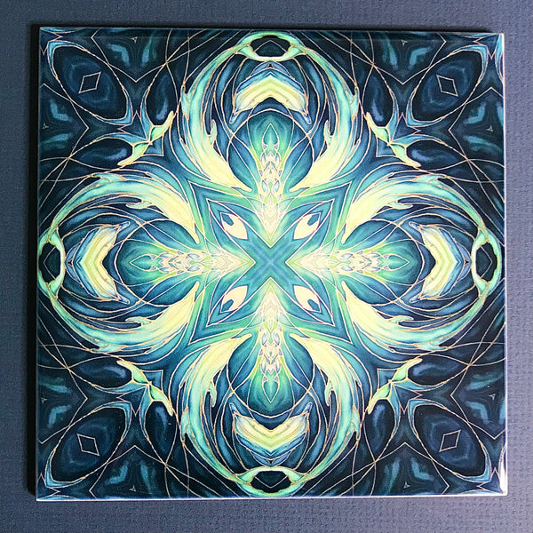 Blue Teal Dolphin Tiles -  Ceramic Hand Printed Bathroom Kitchen Tiles