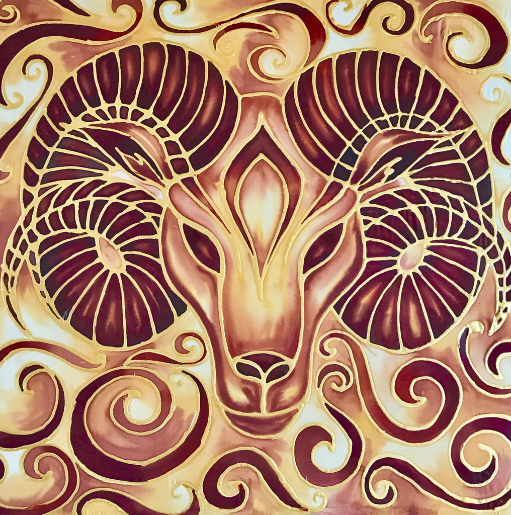 Golden Ram Signed Limited Edition Print - Ram Art - Sheep Print - Animal Art - Meikie