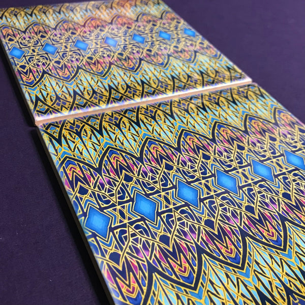 Arts and Crafts look Cathedral Tall Window Ceramic Tiles - Multi coloured Bohemian  Ceramic Printed Tiles