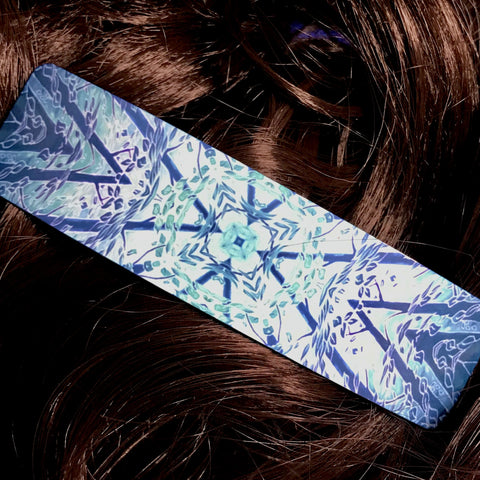 Teal Star Stripes Hair Clip - Blue Green Turquoise Hair Barrette
