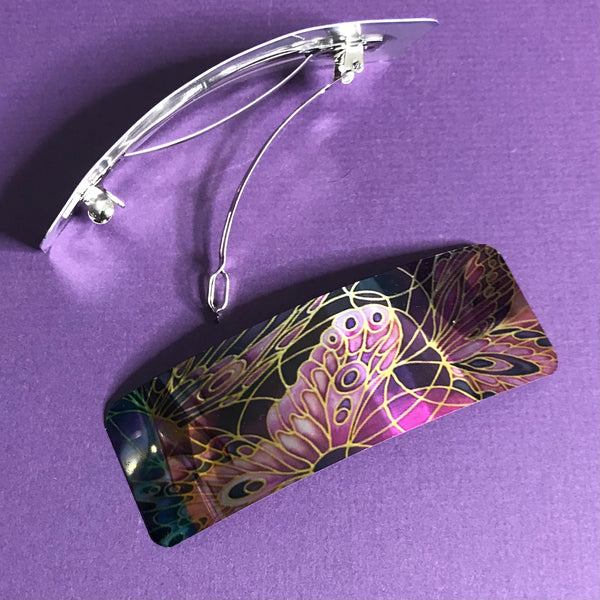 Plum Butterflies Large hair clip, barette, hairslide, stocking filler, gift for her, gift for woman, gifts for girls, pretty presents.