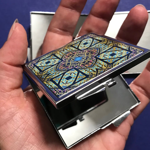 Rose Window Pocket Mirror - Pretty Handbag Mirror - Gift for Her