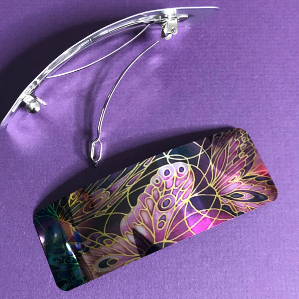 Plum Butterflies Large hair clip, barette, hairslide, stocking filler, gift for her, gift for woman, gifts for girls, pretty presents.