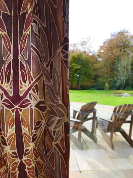 Rich Terracotta Rust Beaujolais Trees Designer Luxury Velvet fabric for curtains by the drop length needed