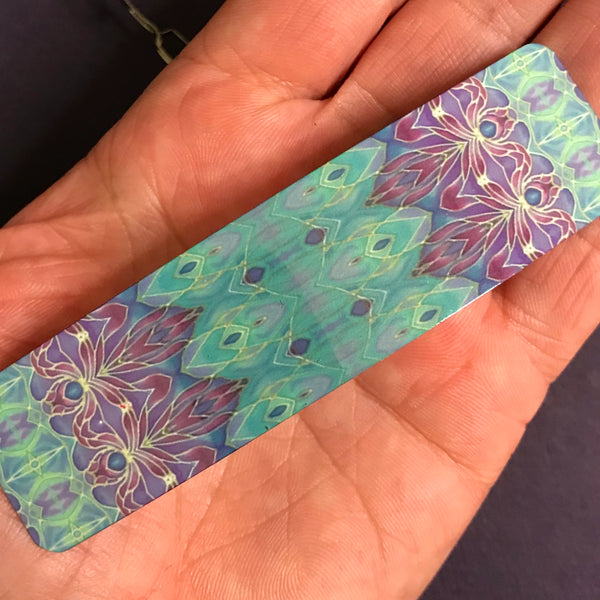 Persian Style Purple Turquoise Hair Clip - Orchid Patterned Hair Barrette