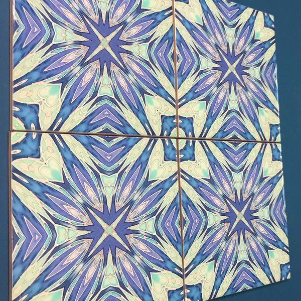 Sea Star Blue Aqua Green Ceramic Tiles -  Ceramic Hand Printed Tiles