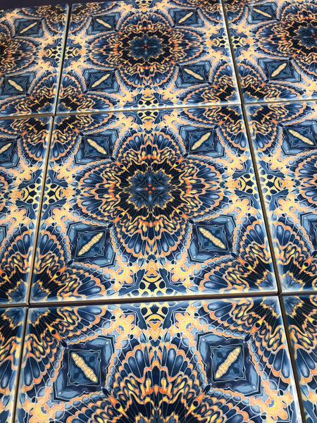 Contemporary Butterfly Tiles - Orange & Grey Ceramic Tiles - Beautiful Bohemian Printed Tiles