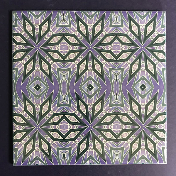 Contemporary Charcoal and Lilac Nordic Star Ceramic Tiles -  Ceramic Hand Printed Tiles