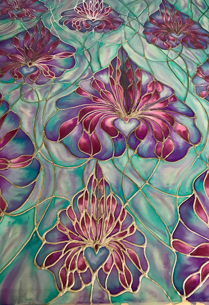 Lilac Orchid Silk Painting - Hand Painted Silk Orchids - purple lilac flower art