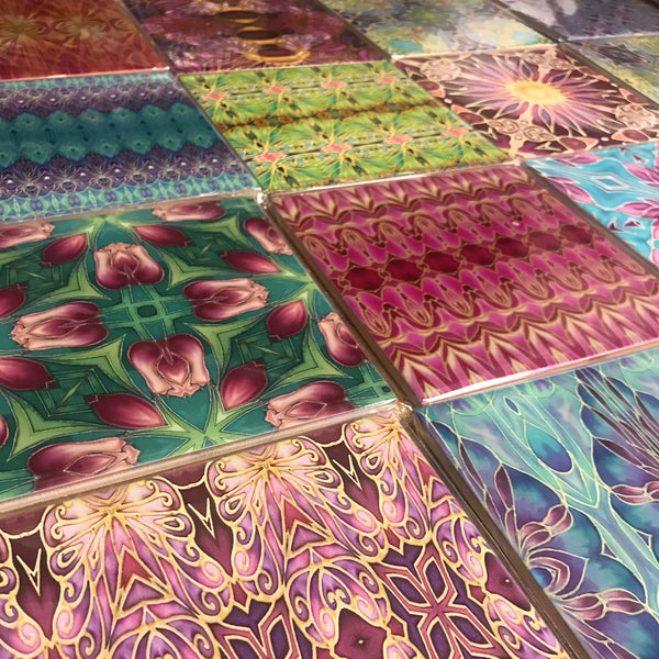 Frieda Kahlo Set of 20 Ceramic Tiles - Bohemian Blue Green Pink Red Gold and Burgundy Bright Bohemian Kitchen Tiles