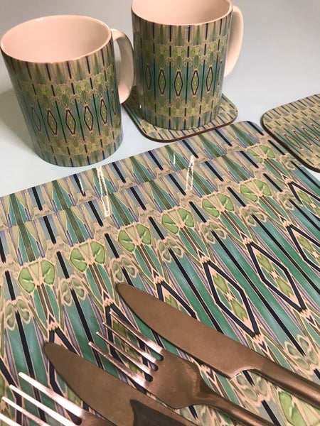Deco Style duck egg, sage, turquoise Table Mats - green chopping boards
