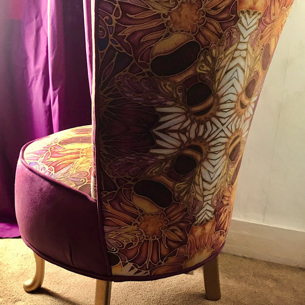 SOLD Honey Bees Bedroom Chair - Bees and Flowers Small Chair - Bespoke Upholstery.