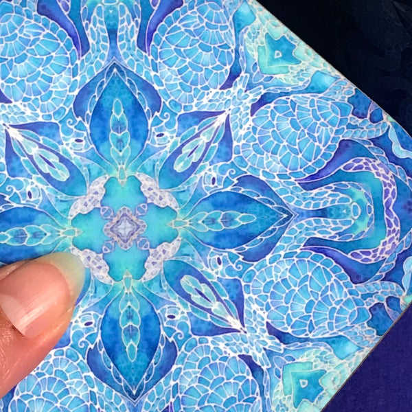 Blue Turtle Mandala Mug and Coaster Gift