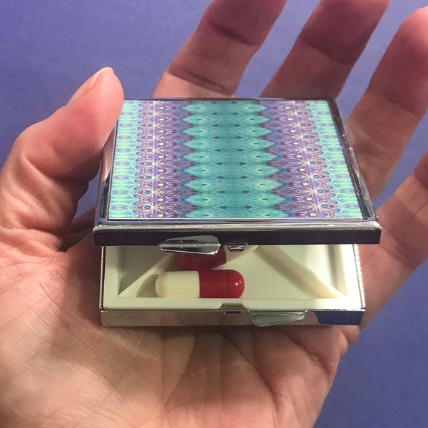 Purple and Turkish Blue Persian style Large Pill Box - Stud Earing Jewellery Box