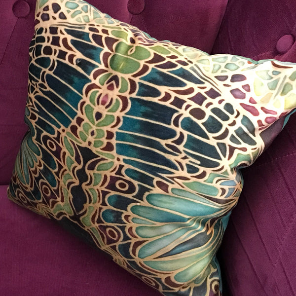 Green Butterfly Velvet Cushions. Green Lime Velvet Cushions