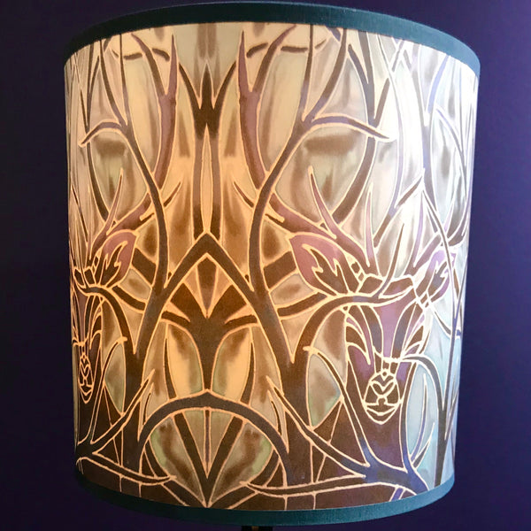 Stag Contemporary Lamp Shade - Blue Stag Drum Shade - Atmospheric lamp Shade