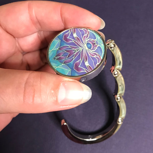 Persian Orchid hand bag hanger - Purple and Turkish Blue Table Bag Holder - Gift for women