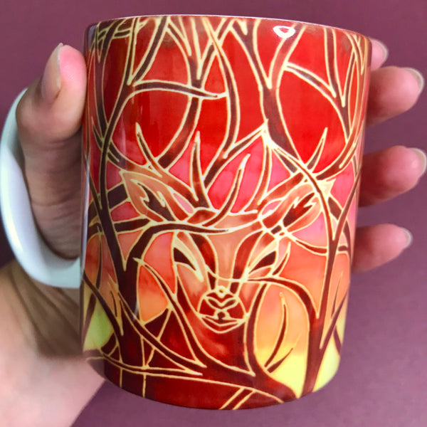 Stag Mug and Coaster box set or mug only - Red Mug Set - Wild Stag Mug Gift